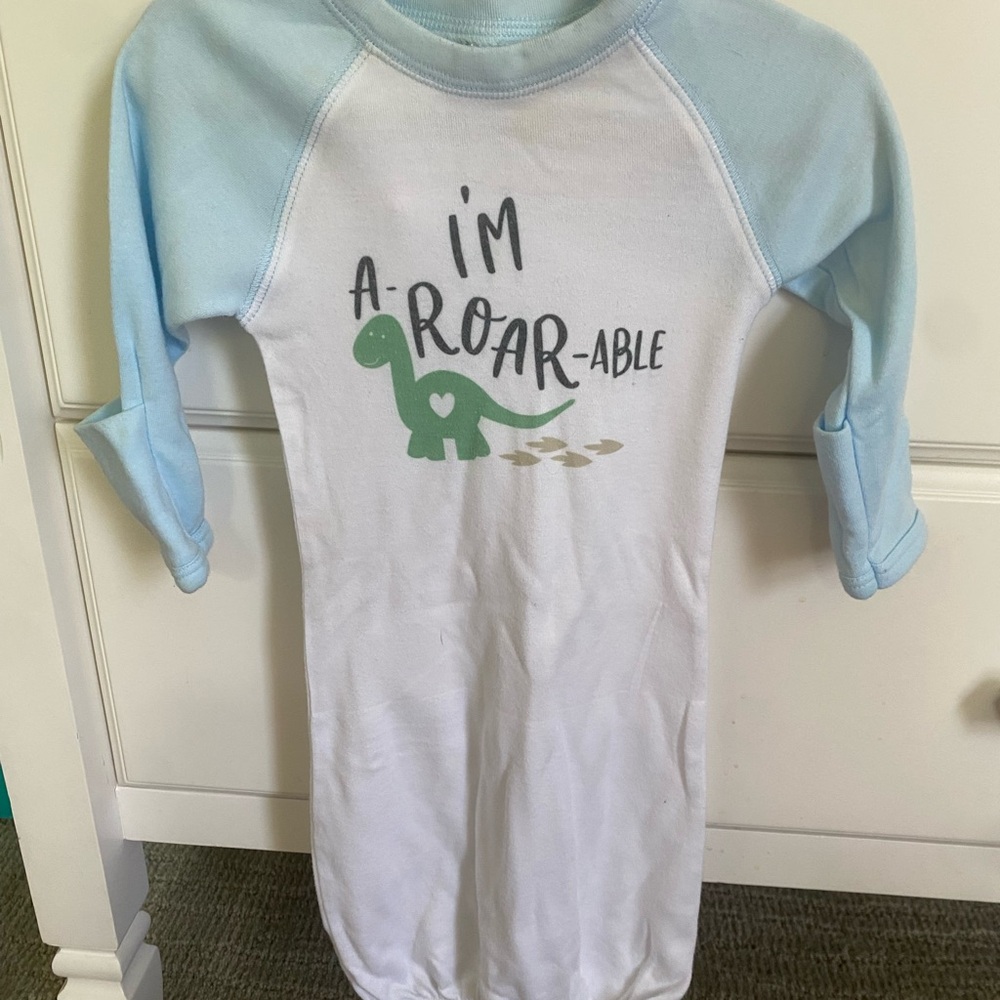 Baby Dinosaur Sleep Gown in Blue and White